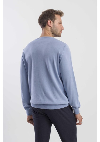 Mavi Slim Fit Bisiklet Yaka Triko Kazak