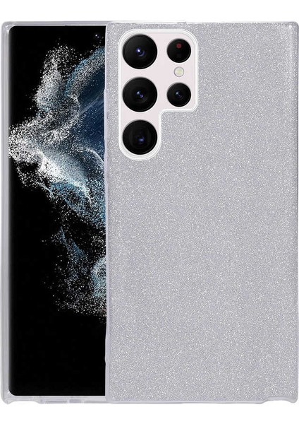 Galaxy S22 Ultra Kılıf Zore Shining Silikon-Gümüş
