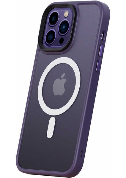 Apple iPhone 14 Pro Max Kılıf Wireless Şarj Özellikli Zore Hibrit Magsafe Kapak-Mor