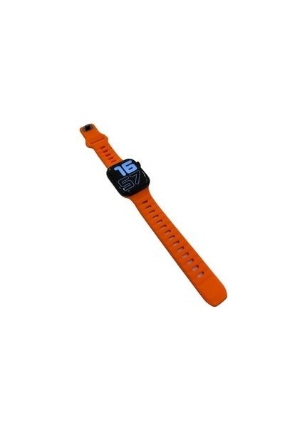 Turuncu Spor Silikon Apple Watch Kordon 42-44-45-49 mm Uyumlu