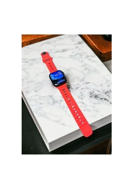 Kırmızı Spor Silikon Apple Watch Kordon 42-44-45-49 mm Uyumlu