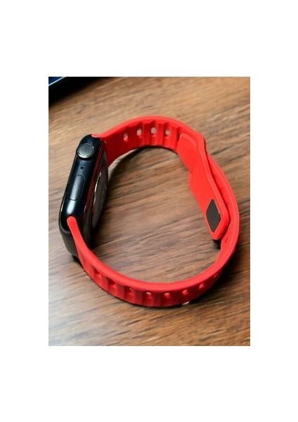 Kırmızı Spor Silikon Apple Watch Kordon 42-44-45-49 mm Uyumlu