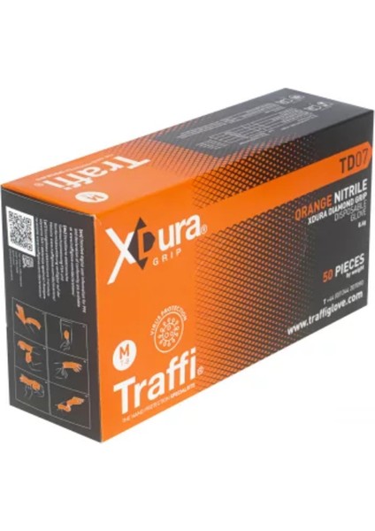 TD07 x-Dura Dokunmatik Ekran Uyumlu Turuncu Nitril Eldiven 50'li Kutu fiyatları