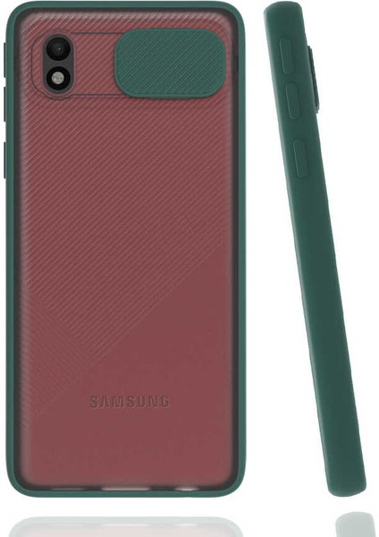 Galaxy A01 Core Kılıf Zore Lensi Kapak-Koyu Yeşil