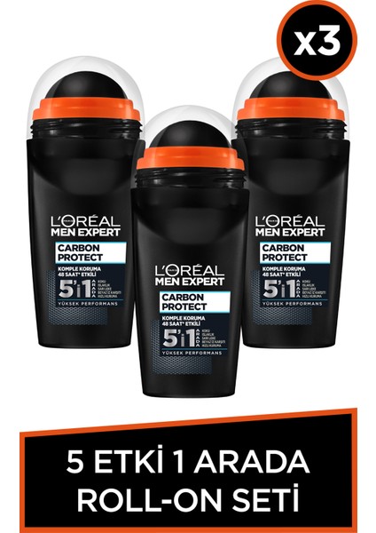 3'lü L'oréal Paris Men Expert Carbon Protect Anti Perspirant Roll On 50 ml Seti