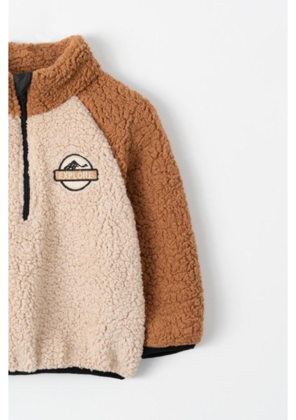 Renk Bloklu Yarım Fermuarlı Welsoft Sherpa Erkek Çocuk Kışlık Polar Sweathirt fiyatları