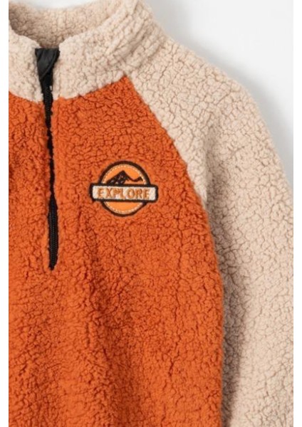 Renk Bloklu Yarım Fermuarlı Welsoft Sherpa Erkek Çocuk Kışlık Polar Sweathirt fiyatları