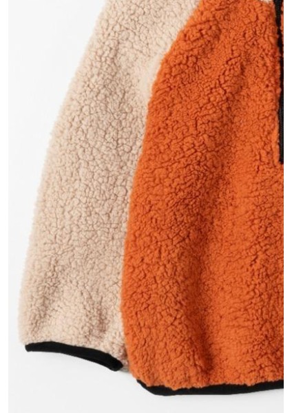 Renk Bloklu Yarım Fermuarlı Welsoft Sherpa Erkek Çocuk Kışlık Polar Sweathirt modelleri