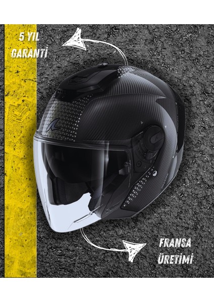 Rs Jet Carbon Ikonik Güvenli Yarım Kask (Ece 22.06) (Dar Kalıp)