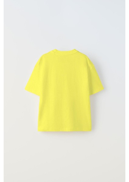 Check Mate Yazılı Satranç Çizgi Tasarım Baskılı Sarı Çocuk T-Shirt