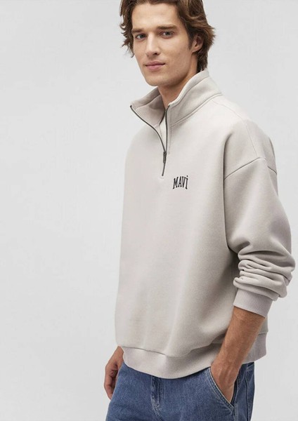 Mavi Logo Baskılı Yarı Fermuarlı Gri Sweatshirt 0S10208-70074 fiyatları