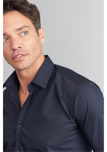 G071 Erkek Uzun Kol Gömlek Lacivert modelleri