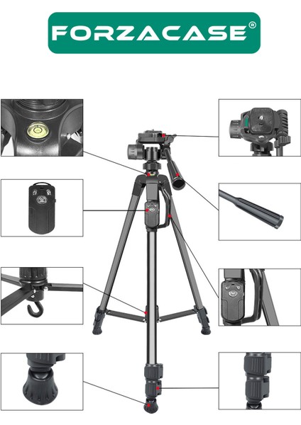 155 cm Bluetooth Kumandalı Profesyonel Kamera Dslr Telefon Tutuculu Çantalı Tripod - FC814