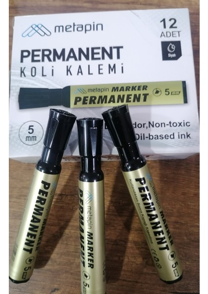 Metapin Koli Kalemi Siyah Kesik Uçlu. Permanent Koli Kalemi 5 mm