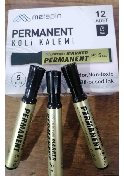 Metapin Koli Kalemi Siyah Kesik Uçlu. Permanent Koli Kalemi 5 mm fiyatları