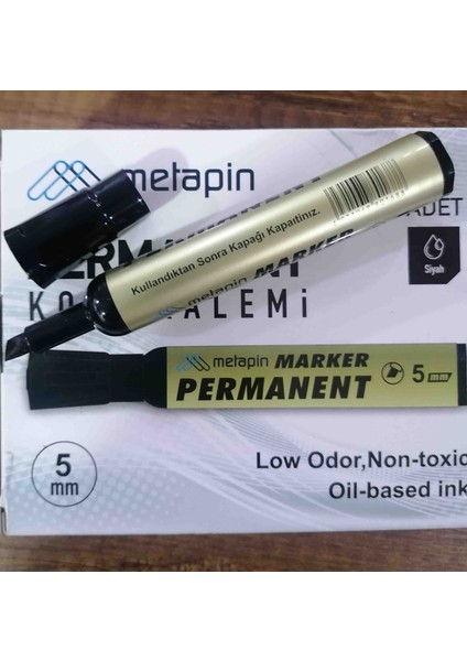 Metapin Koli Kalemi Siyah Kesik Uçlu. Permanent Koli Kalemi 5 mm modelleri