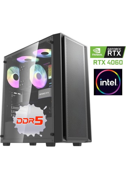 Ddr5 Rtx 4060 Intel I5 13400F 16GB Ddr5 Ram 500 GB 3500MB/S M.2 Nvme SSD Oyuncu Masaüstü Bilgisayar Pcbox V1.0