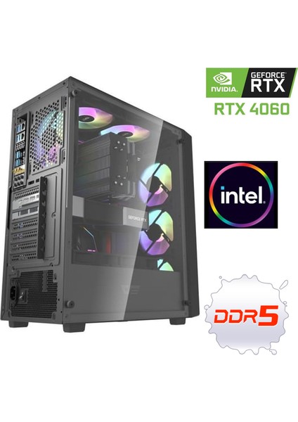 Ddr5 Rtx 4060 Intel I5 13400F 16GB Ddr5 Ram 500 GB 3500MB/S M.2 Nvme SSD Oyuncu Masaüstü Bilgisayar Pcbox V1.0