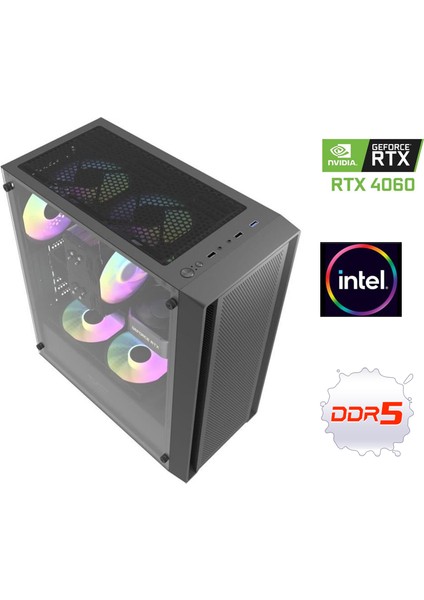 Ddr5 Rtx 4060 Intel I5 13400F 16GB Ddr5 Ram 500 GB 3500MB/S M.2 Nvme SSD Oyuncu Masaüstü Bilgisayar Pcbox V1.0