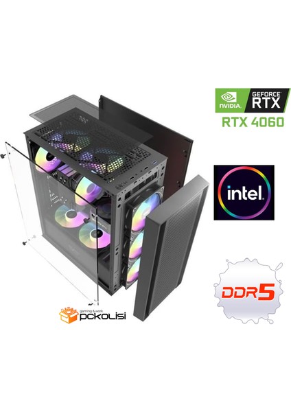 Ddr5 Rtx 4060 Intel I5 13400F 16GB Ddr5 Ram 500 GB 3500MB/S M.2 Nvme SSD Oyuncu Masaüstü Bilgisayar Pcbox V1.0