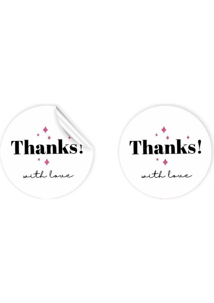 Kuşe Sticker Paketleme & Kargo Etiketi (4X4CM) 48 Adet - Thanks -