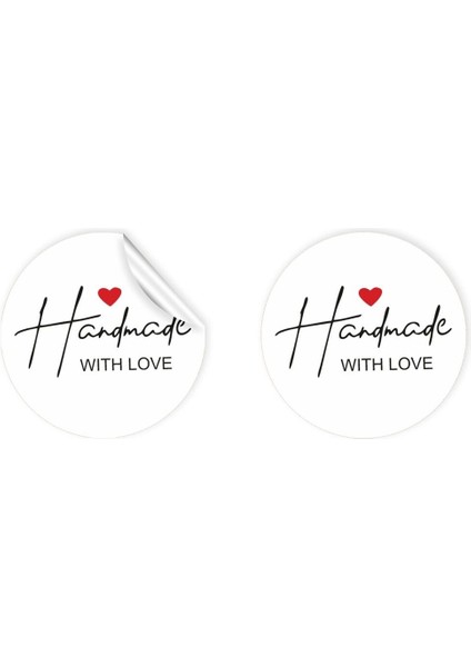 Kuşe Sticker Paketleme & Kargo Etiketi (4X4CM) 48 Adet - Handmade With Love -