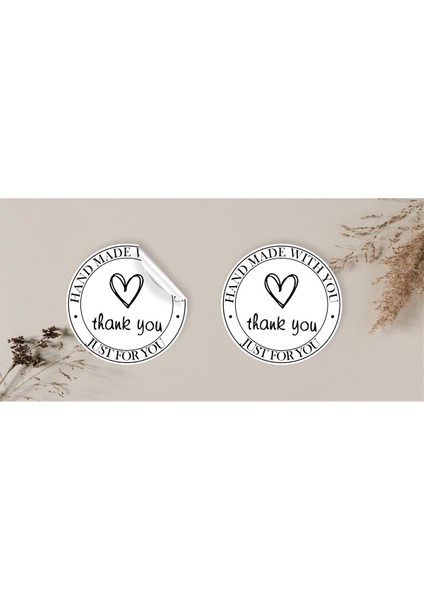 Kuşe Sticker Paketleme & Kargo Etiketi (4X4CM) 48 Adet - Hand Made With You -