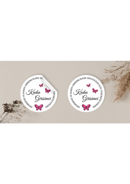 Kuşe Sticker Paketleme & Kargo Etiketi (4X4CM) 48 Adet- Kadın Girişimci -