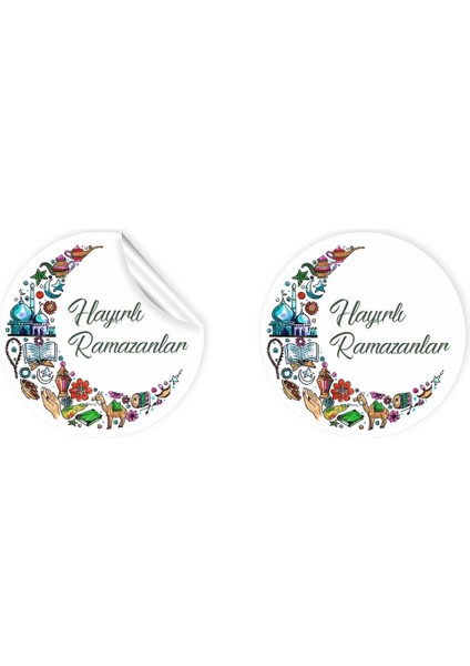 Sticker Hayırlı Ramazanlar (4X4CM) - 48 Adet -