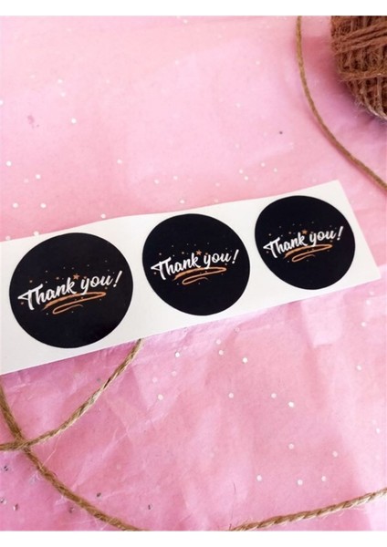 Kuşe Sticker (4X4CM) 48 Adet - Thank You - fiyatları