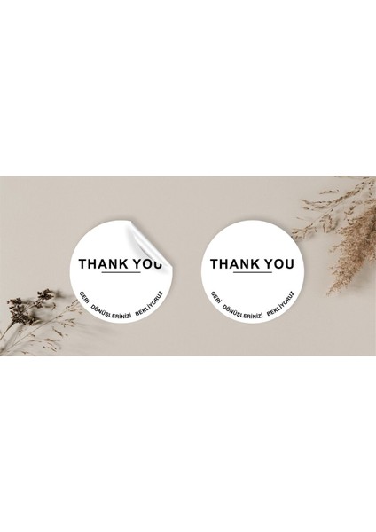 Kuşe Sticker Paketleme & Kargo Etiketi (4X4CM) 48 Adet - Thank You -