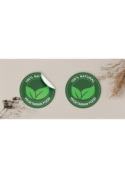 Kuşe Sticker Paketleme & Kargo Etiketi (4X4CM) 48 Adet - 100% Natural Vegetarian Food -