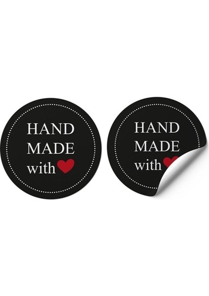 packmira etiket&ambalaj Kuşe Sticker (4X4CM) 48 Adet Hand Made Wıth Love