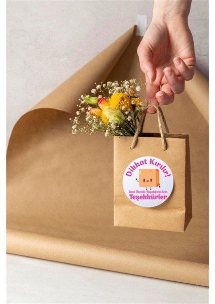 Kuşe Sticker Paketleme & Kargo Etiketi (5X5CM) 50 Adet - Dikkat Kırılır - fiyatları