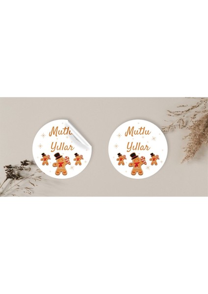 packmira etiket&ambalaj Yılbaşı Temalı Sticker-Mutlu Yıllar Etiketi-Yılbaşı Paketleme Happy New Year-4 cm 36 Adet