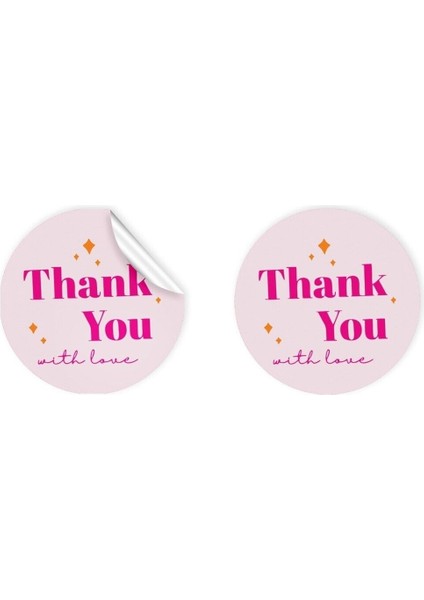 Kuşe Sticker Paketleme & Kargo Etiketi (4X4CM) 48 Adet - Thank You -