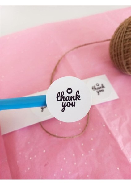 Kuşe Sticker (4X4CM) 48 Adet - Thank You -