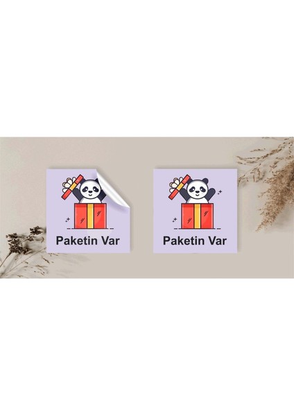 Kuşe Sticker Paketleme & Kargo Etiketi (4X4CM) 48 Adet - Paketin Var - 4 Renk Karışık -