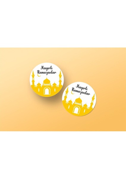 Kuşe Sticker Paketleme & Kargo Etiketi (4X4CM) 48 Adet - Hayırlı Ramazanlar -