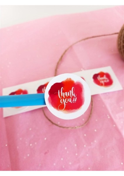 Kuşe Sticker (4X4CM) 48 Adet - Thank You -