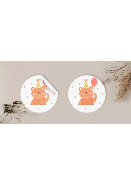 Kuşe Sticker Paketleme & Kargo Etiketi (4X4CM) 48 Adet - Mutlu Ayıcık -