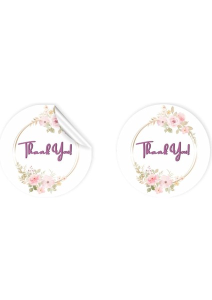 Kuşe Sticker Paketleme & Kargo Etiketi (4X4CM) 48 Adet - Thank You -