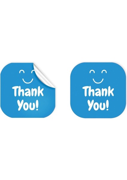 Kuşe Sticker Paketleme & Kargo Etiketi (4X4CM) 48 Adet - Thank You - 2 -