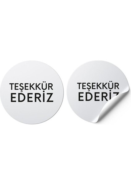 Kuşe Sticker (4X4CM) 48 Adet-Teşekkür Ederiz-Beyaz Zemin