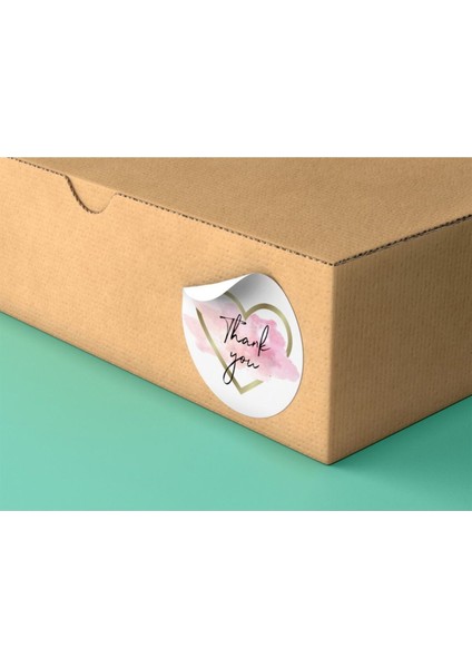 Kuşe Sticker Paketleme & Kargo Etiketi (4X4CM) 48 Adet - Thank You -