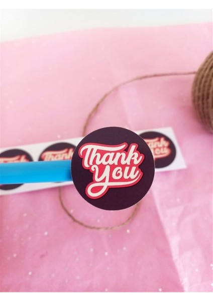 Kuşe Sticker (4X4CM) 48 Adet - Thank You -