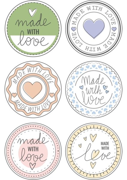 Made With Love Rengarenk Sticker Seti 4 cm - 48 Adet -