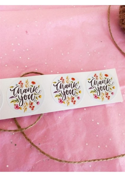 Kuşe Sticker (4X4CM) 48 Adet - Thank You - fiyatları