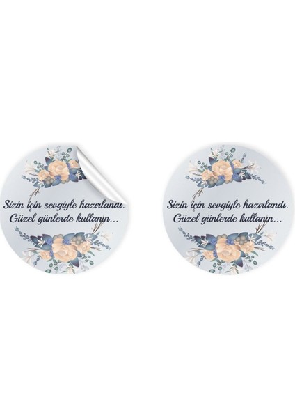 Kuşe Sticker Paketleme & Kargo Etiketi (4X4CM) 48 Adet - Sizin Için Sevgiyle Hazırlandı -