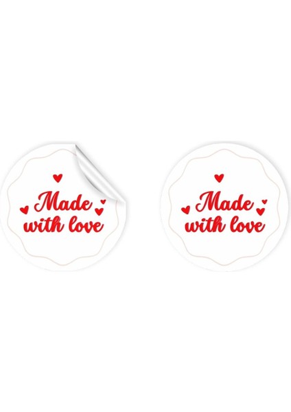 Kuşe Sticker Paketleme & Kargo Etiketi (4X4CM) 48 Adet - Made With Love-